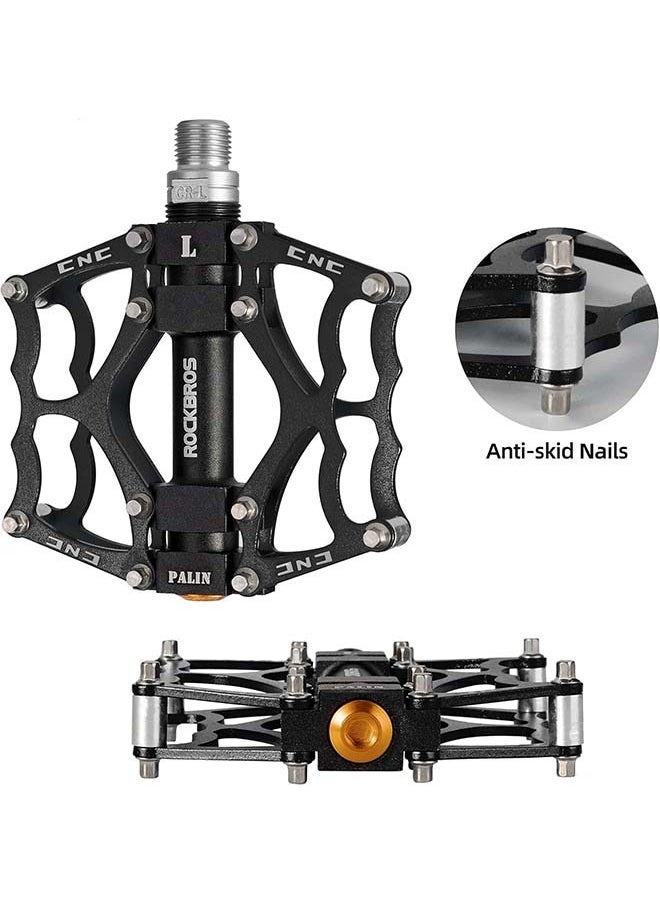 ROCKBROS Mountain Bike Pedals MTB Pedals CNC Non-Slip Lightweight Aluminum Alloy Bicycle Pedals Sealed Bearings Bicycle Platform Pedals 9/16