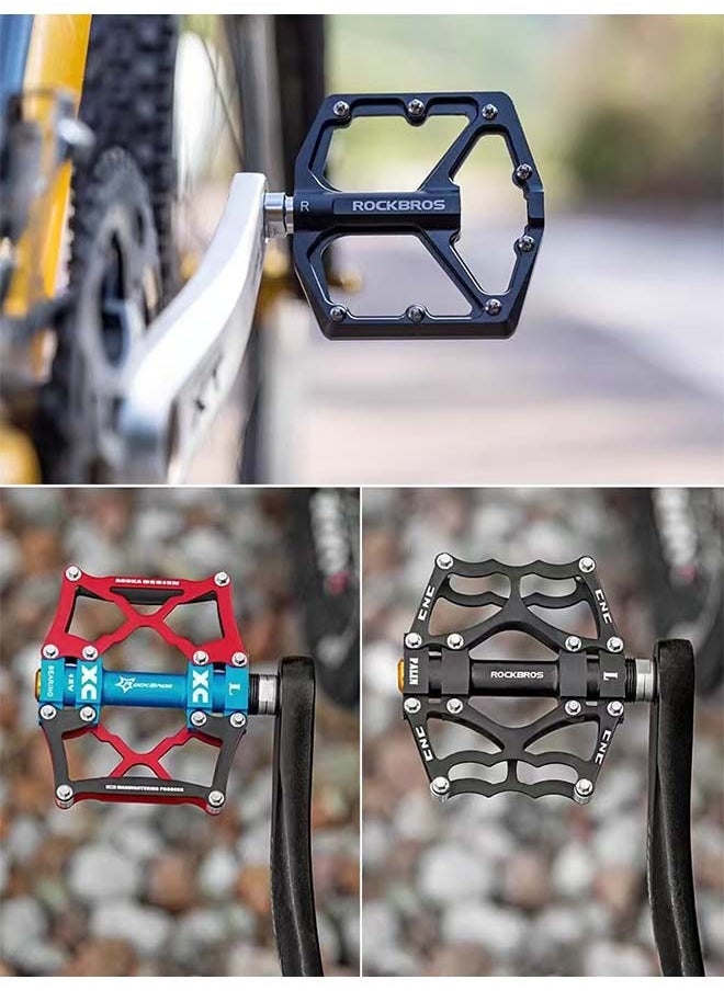 ROCKBROS Mountain Bike Pedals MTB Pedals CNC Non-Slip Lightweight Aluminum Alloy Bicycle Pedals Sealed Bearings Bicycle Platform Pedals 9/16