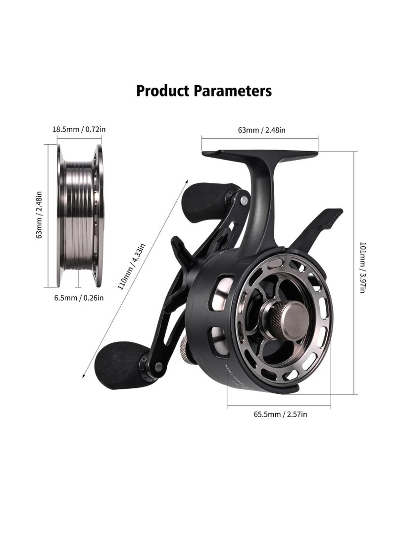 Ice Fishing Reel - Ice spining Fishing Reel | Wear-Resistant 3+1 BB Ice Fishing Gear | Large Spool Diameter Ice Fishing Equipment | Fishing Gear for Sea Lake Pond | Metal Spool 3.2:1 | Deep Water