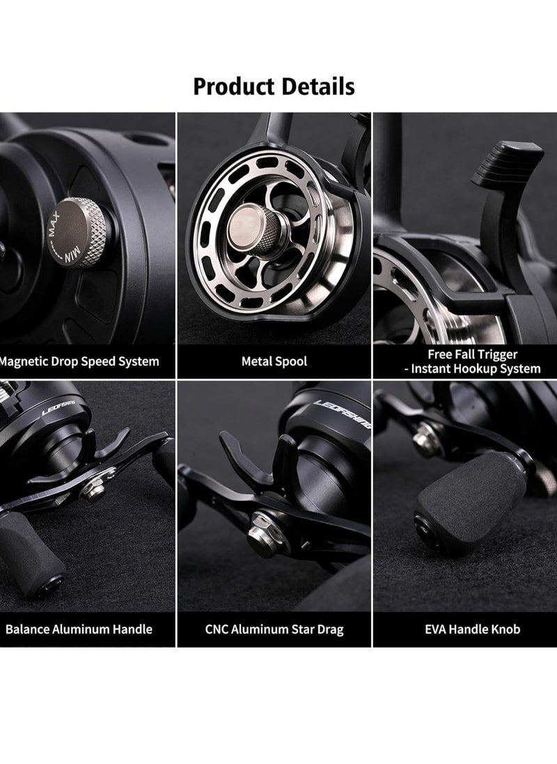 Ice Fishing Reel - Ice spining Fishing Reel | Wear-Resistant 3+1 BB Ice Fishing Gear | Large Spool Diameter Ice Fishing Equipment | Fishing Gear for Sea Lake Pond | Metal Spool 3.2:1 | Deep Water