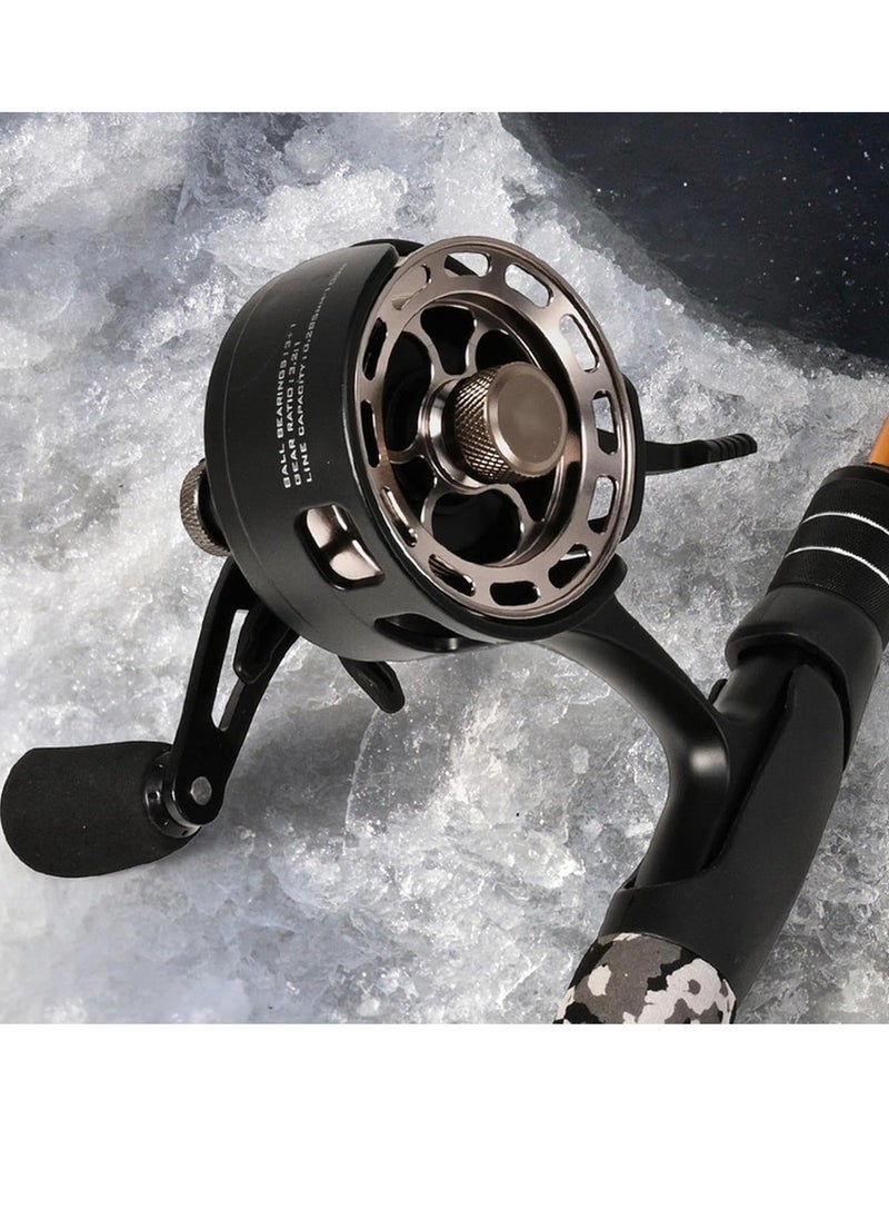 Ice Fishing Reel - Ice spining Fishing Reel | Wear-Resistant 3+1 BB Ice Fishing Gear | Large Spool Diameter Ice Fishing Equipment | Fishing Gear for Sea Lake Pond | Metal Spool 3.2:1 | Deep Water