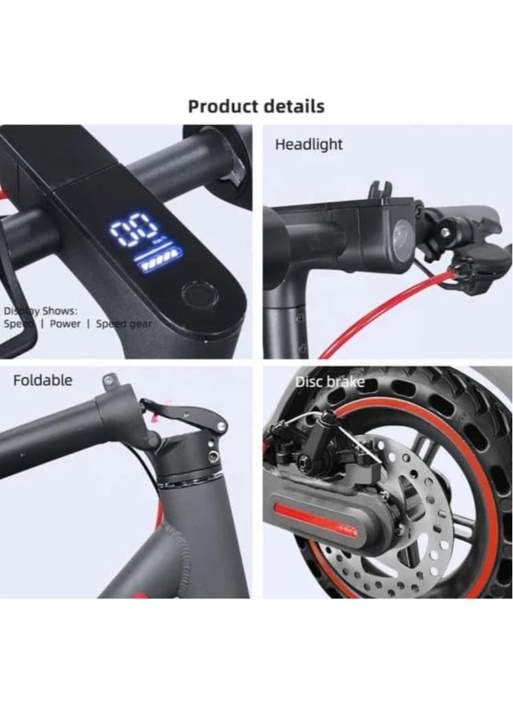 High Speed Electric Scooter With Flashing Turn Signals 350W Brushless Motor, App control, Bluetooth, Foldable E scooter , this amazing scooter comes with free helmet, lock and vest - Black