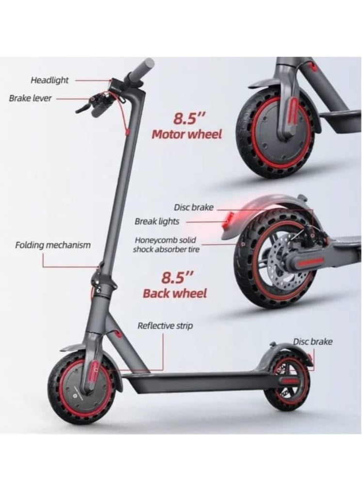 High Speed Electric Scooter With Flashing Turn Signals 350W Brushless Motor, App control, Bluetooth, Foldable E scooter , this amazing scooter comes with free helmet, lock and vest - Black