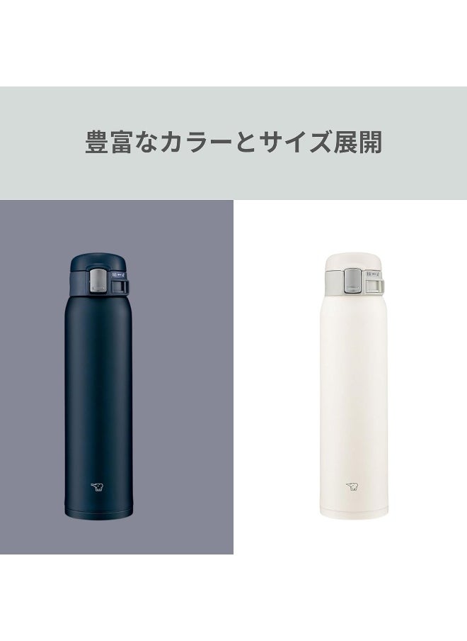 Zojirushi SM-SF60-WM Water Bottle, Direct Drinking, One-Touch Opening, Stainless Steel Mug, 20.3 fl oz (600 ml), Pale White
