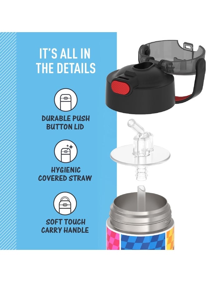 THERMOS FUNTAINER Water Bottle with Straw - 12 Ounce, Super Mario Brothers - Kids Stainless Steel Vacuum Insulated Water Bottle with Lid