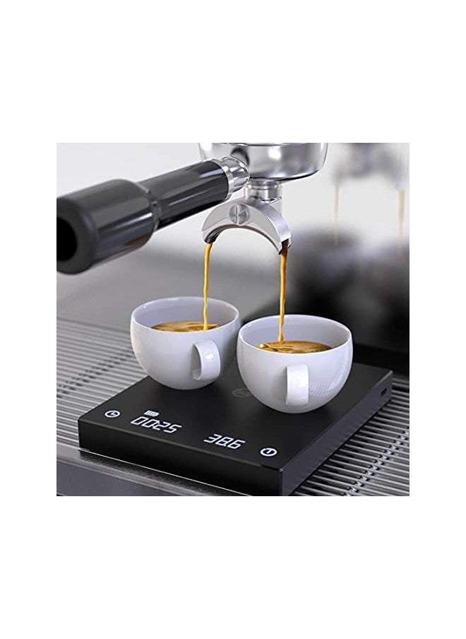 Coffee Scale with Timer 2kg,0.1g Digital Hand Drip Coffee Gram Scales with USB Output Waterproof Multifunction Espresso Coffee Scale Kitchen Scale with Silicone Pad (Black)