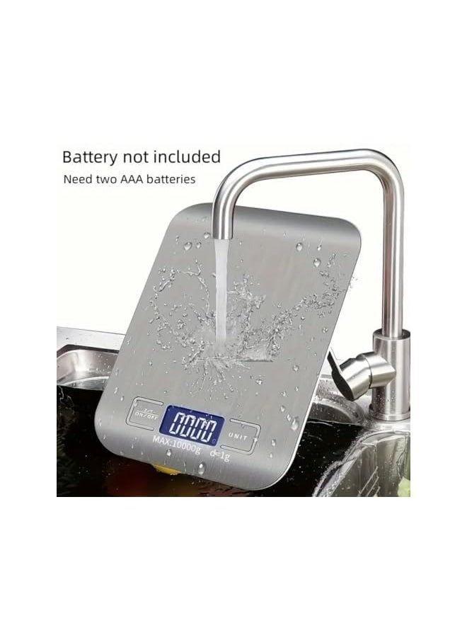 Digital Kitchen Scale For Food & Coffee .High Precision, Ultra Slim, Backlit LCD Screen, 10kg Capacity, Easy Clean. Premium Stainless-Steel Surface. Measures in 6 units(Gram&Ounce).For Baking & Diet
