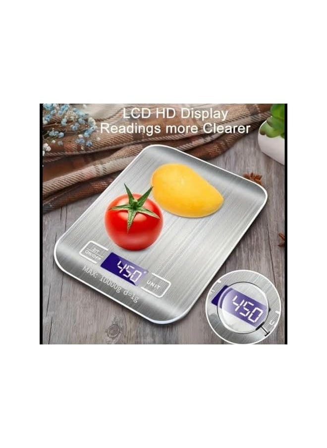 Digital Kitchen Scale For Food & Coffee .High Precision, Ultra Slim, Backlit LCD Screen, 10kg Capacity, Easy Clean. Premium Stainless-Steel Surface. Measures in 6 units(Gram&Ounce).For Baking & Diet