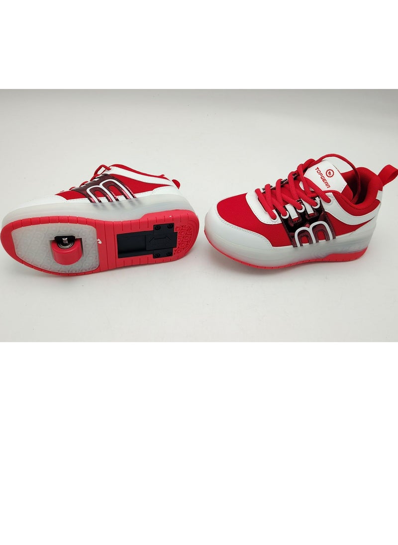 Top Gear Kids Roller Skate TG 9003 – 2-in-1 with LED Light, PVC Wheels, Rubber Sole, Canvas Material – Fun & Stylish Skating for Kids