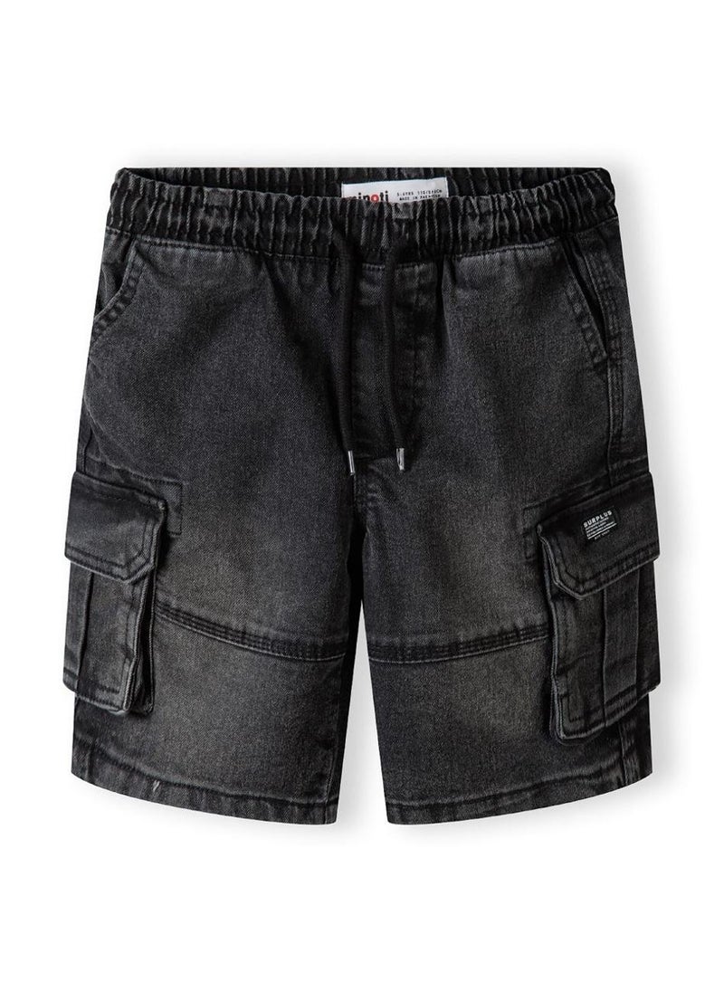 Kids Boys  Denim Cargo Shorts With Drawcord