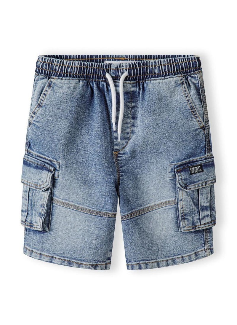 Kids Boys  Denim Cargo Shorts With Drawcord
