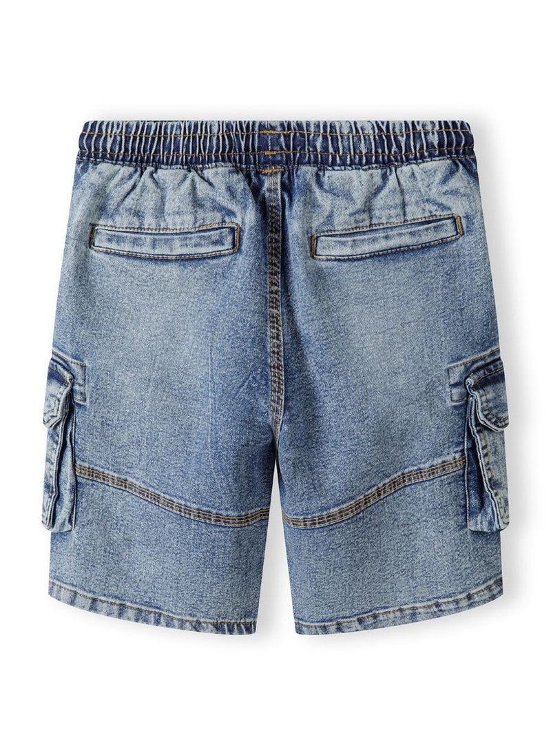 Kids Boys  Denim Cargo Shorts With Drawcord