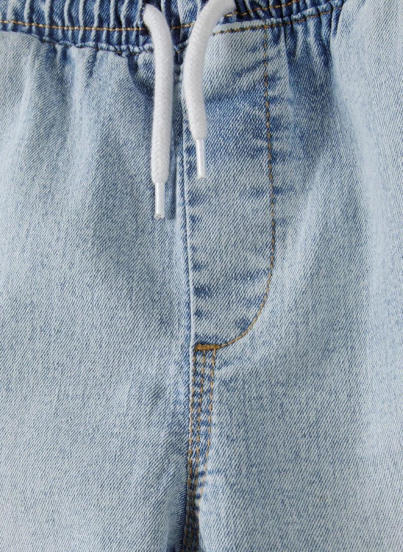 Teen Boys Denim Cargo Shorts with Drawcord
