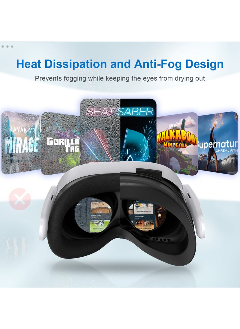 VR Facial Interface and Face Pad for Meta Quest 3S, Sweat-proof and Breathable, Replaceable Ice Silk Lycra & Sweat-Proof PU Leather Pad,with Air-Circulation Design Facial Interface Accessories for Oculus Meta Quest 3S