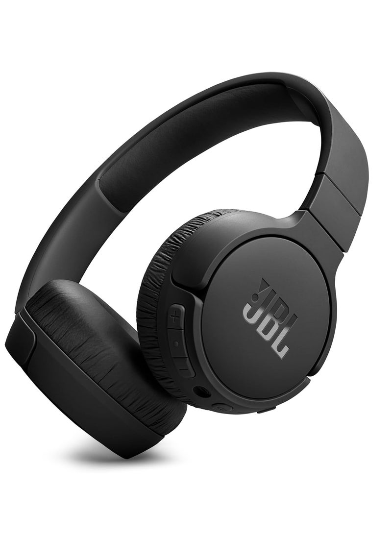 JBL Tune 670NC Adaptive Noise Cancelling Wireless On-Ear Headphones, Pure Bass, Smart Ambient, Bluetooth 5.3 + LE Audio, Hands-Free Call, 70H Battery, Multi-Point Connection - Black, JBLT670NCBLK