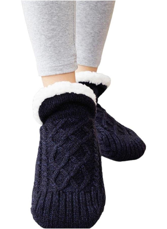 Slipper Socks Women's Slipper Socks with Grippers Plus Velvet Thickening Fuzzy Socks Fluffy Socks for Wooden or Tiled Floors