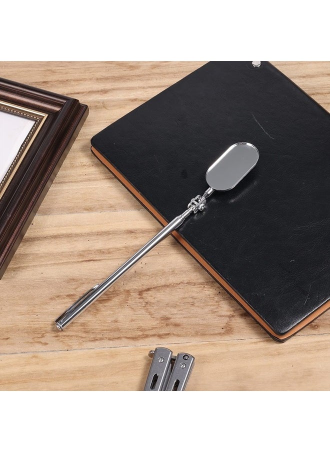 Telescoping Inspection Mirror, Oval Telescopic Mechanics Mirror Tool with Extended Handle Machine Tool Inspection Mirrors for Checking Vehicle Condition (7.87~23.62 Inch Handle)
