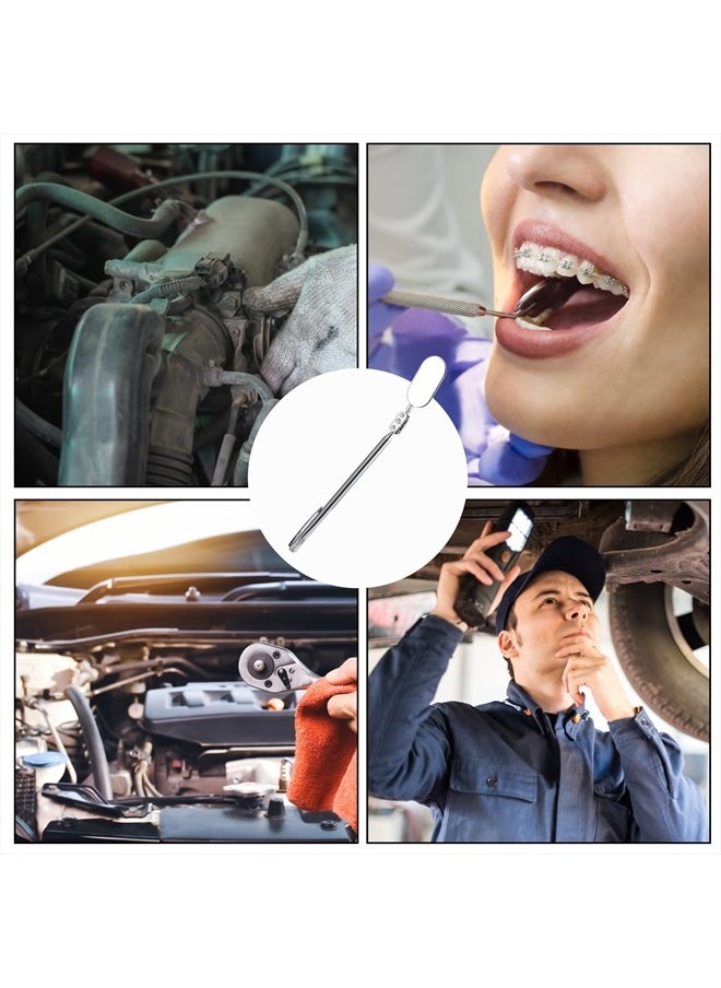 Telescoping Inspection Mirror, Oval Telescopic Mechanics Mirror Tool with Extended Handle Machine Tool Inspection Mirrors for Checking Vehicle Condition (7.87~23.62 Inch Handle)