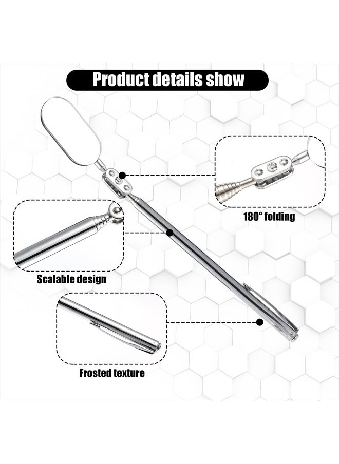 Telescoping Inspection Mirror, Oval Telescopic Mechanics Mirror Tool with Extended Handle Machine Tool Inspection Mirrors for Checking Vehicle Condition (7.87~23.62 Inch Handle)