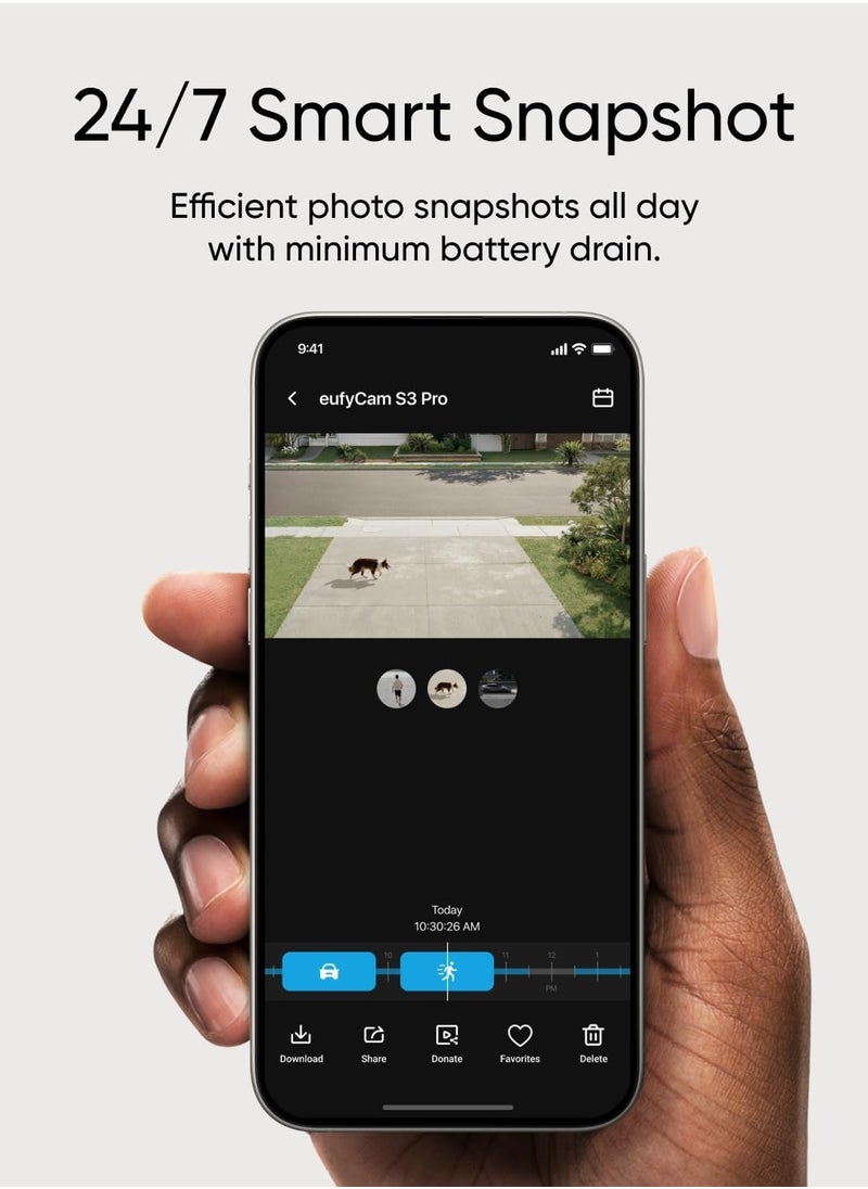 eufy Security eufyCam S3 Pro Add-on Solar Security Camera Outdoor Wireless, Colour Night Vision, 4K Resolution, Forever Power 2.0, Face Recognition AI, Expandable Local Storage, No Monthly Fee