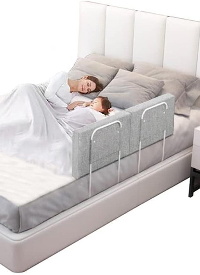 Bed rails for toddler, bed rail guard for kids,upgrade reinforced safety soft fence protector,height adjustable bed guard rail,bed safety barrier protection,Punch free (50x28cm, Grey-2pcs)