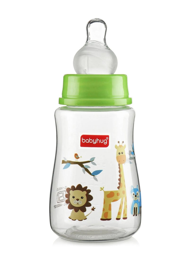 Babyhug 125mL Anti-Colic Feeding Bottle, Ergonomic, BPA Free, Animal Print, Pack of 2