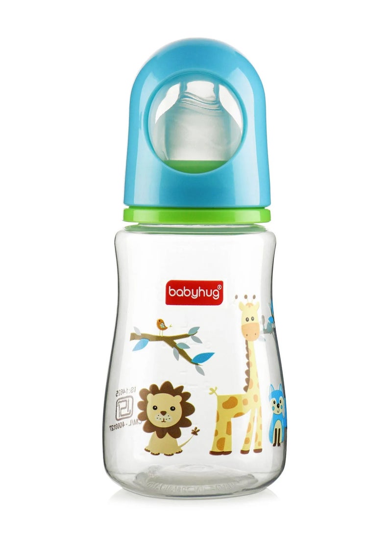 Babyhug 125mL Anti-Colic Feeding Bottle, Ergonomic, BPA Free, Animal Print, Pack of 2