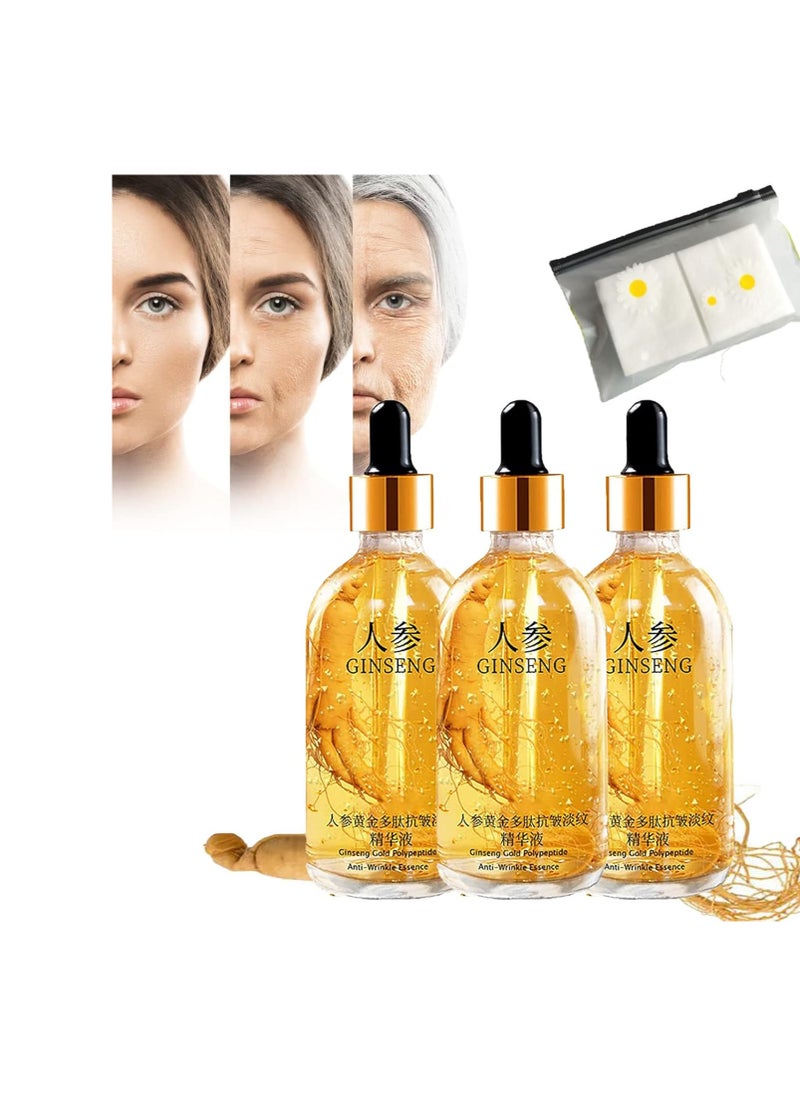 Ginseng Polypeptide Anti-Ageing Essence, Ginseng Essence Polypeptide Anti Wrinkle, One Ginseng Per Bottle-Ginseng Gold Polypeptide Anti-Ageing Essence (3 PCS)