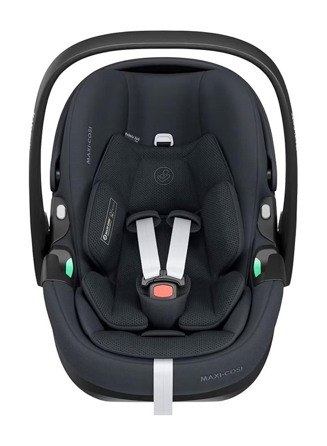 Pebble 360 Pro2 Infant Car Seat, 360 Swivel, G-Cell Side Impact Protection, Full Lie-Flat Position, ClimaFlow Temperature Control, 0-18 Months, Essential Graphite