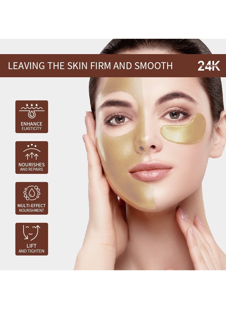 24K Gold Facial Skincare Hydration Set (Includes 24K Gold Gentle Facial Cleanser 20g, Gold Collagen Peel-Off Mask 25g, Gold Collagen Essence Mask 7.5g×2, and Gold Soothing Serum 15ml)