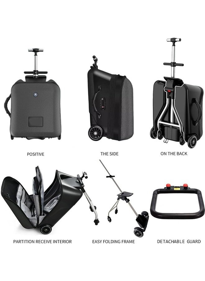 Ride on Suitcase Expandable Luggage with Spinner Wheels, Foldable and Rideable Suitcase with Seat for Kids Detachable Rolling Luggage Case 20 Inch for Toddler Baby Travel Flight