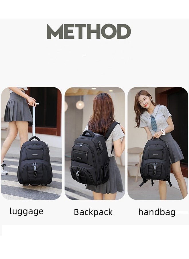 18 Inch Rolling Backpack Trolley for Travel Professional Laptop Travel Suitcase Business for Unisex Carry-On Luggage Lightweight Trolley School Bag for College Student