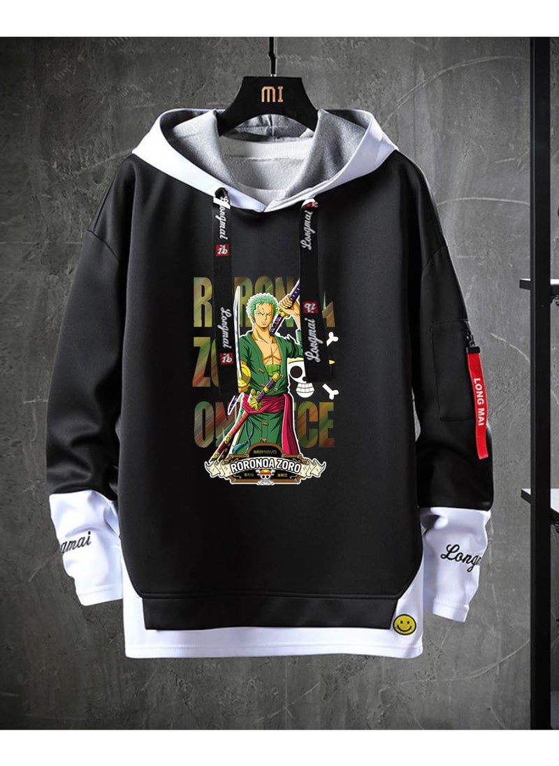 New One Piece Splicing Casual Loose Hoodie
