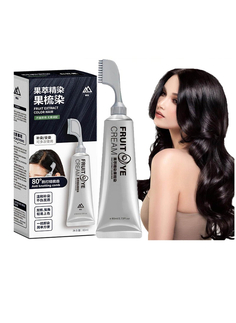 2PCS Xusheng Natural Black Fruit Dyeing Cream with Comb Ready To Use After Taking It Apart Plant Extract Hair Dye Formula for Long-lasting Color