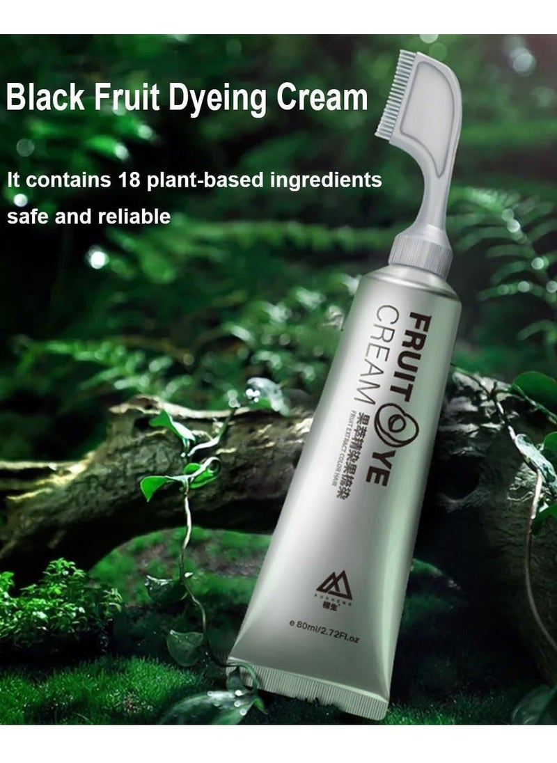 2PCS Xusheng Natural Black Fruit Dyeing Cream with Comb Ready To Use After Taking It Apart Plant Extract Hair Dye Formula for Long-lasting Color