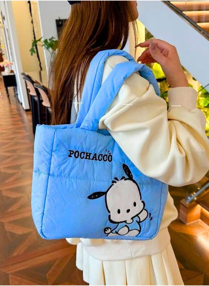 Pochacco Quilted and Embroidered Character Design Tote Bag