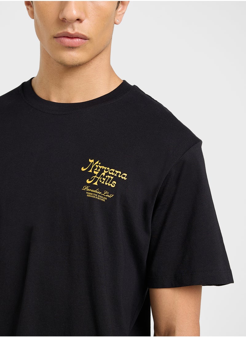 Chest Print Regular Fit Crew Neck T-Shirt