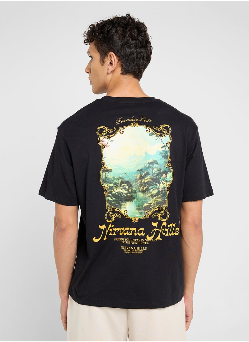 Chest Print Regular Fit Crew Neck T-Shirt