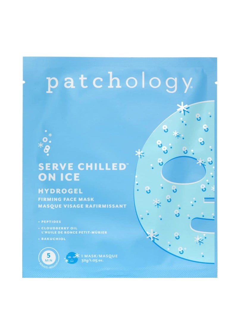 Patchology Iced Cooling and Firming Hydrogel Masks with Peptides, Cloudberry Oil and Bakuchiol. Facial Sheet Mask designed to firm skin and soothe redness and puffiness 1 - Count