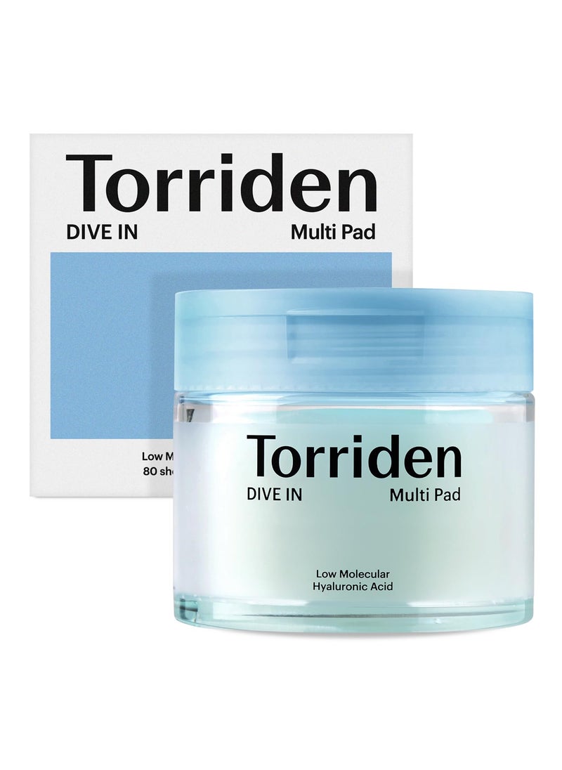 Torriden DIVE IN Multi Pad (80 pads) | Serum infused Facial Pads for Cooling, Soothing, Hydrating Spot Masking | Hyaluronic Acid, Panthenol, Allantoin