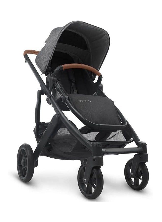 Cruz V2 Stroller For Infants And Toddlers Greysoncharcoal Melange With Carbon Frame And Saddle Leather – Lightweight, Reversible Seat, One - Handed Fold