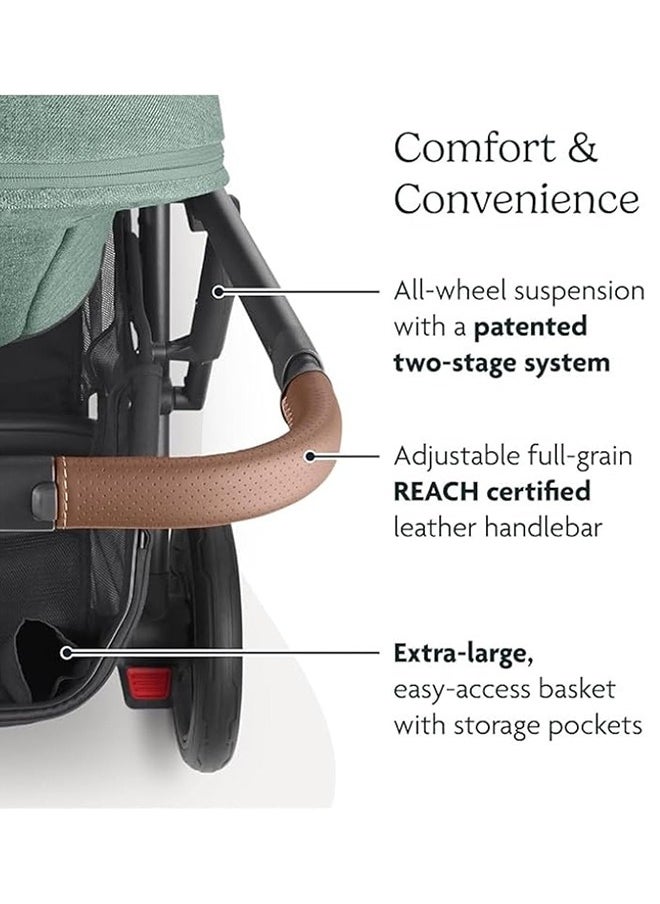 Cruz V2 Stroller For Infants And Toddlers Jake Charcoal With Carbon Frame And Black Leather – Upf 50+ Canopy, Reversible Seat, Easy Fold Design