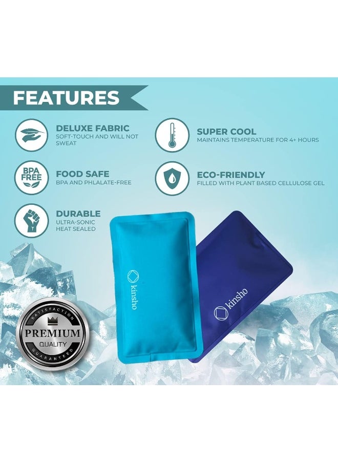 kinsho Ice Pack for Kids Lunch Box, Bag and Bento Boxes, Reusable and Refreezable Soft Slim Pouches for Travel, School, Work or Camping, Long Lasting Cold, Flexible