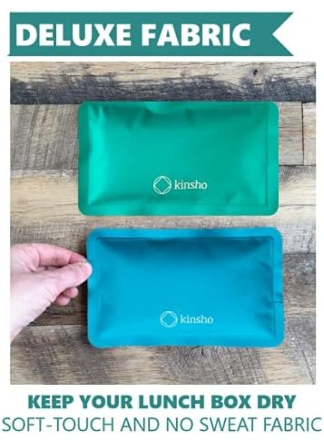 kinsho Ice Pack for Kids Lunch Box, Bag and Bento Boxes, Reusable and Refreezable Soft Slim Pouches for Travel, School, Work or Camping, Long Lasting Cold, Flexible