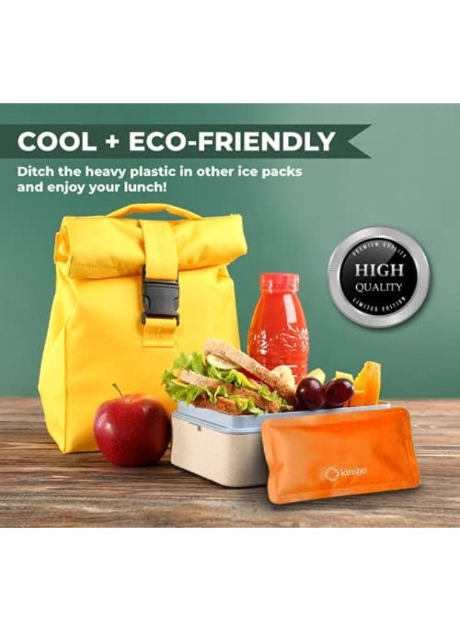 kinsho Ice Pack for Kids Lunch Box, Bag and Bento Boxes, Reusable and Refreezable Soft Slim Pouches for Travel, School, Work or Camping, Long Lasting Cold, Flexible