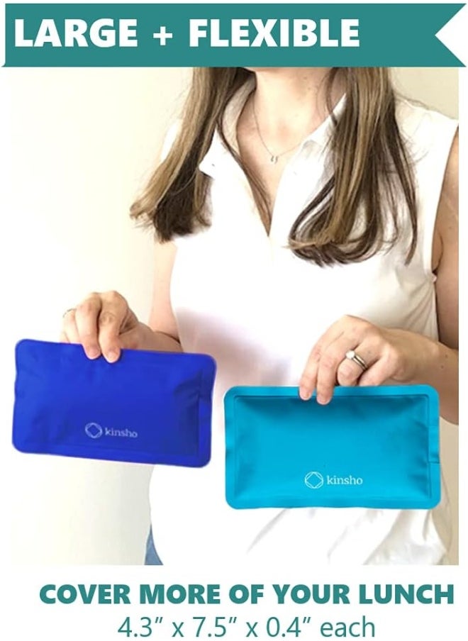 kinsho Ice Pack for Kids Lunch Box, Bag and Bento Boxes, Reusable and Refreezable Soft Slim Pouches for Travel, School, Work or Camping, Long Lasting Cold, Flexible