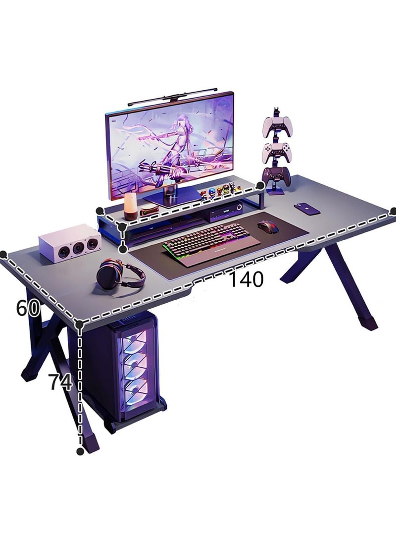 140CM Gaming Table,Gaming Desk, Computer Desk Home Office Desk Extra Large Modern Ergonomic Black PC Table Gamer Workstation (Black, 140x60x75cm)