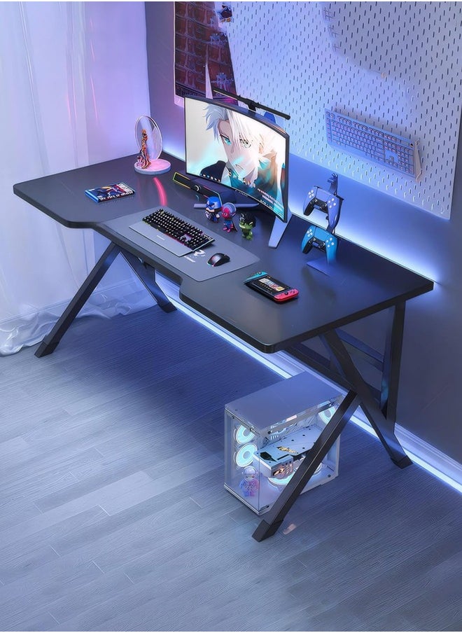 140CM Gaming Table,Gaming Desk, Computer Desk Home Office Desk Extra Large Modern Ergonomic Black PC Table Gamer Workstation (Black, 140x60x75cm)