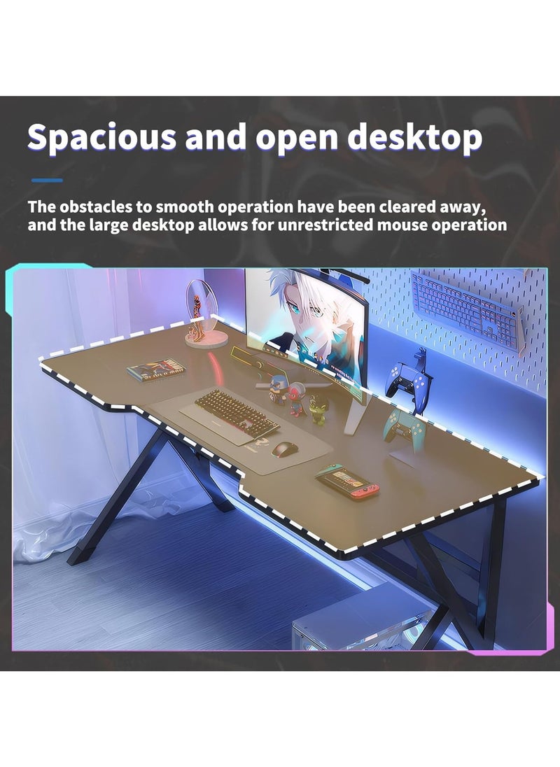 140CM Gaming Table,Gaming Desk, Computer Desk Home Office Desk Extra Large Modern Ergonomic Black PC Table Gamer Workstation (Black, 140x60x75cm)