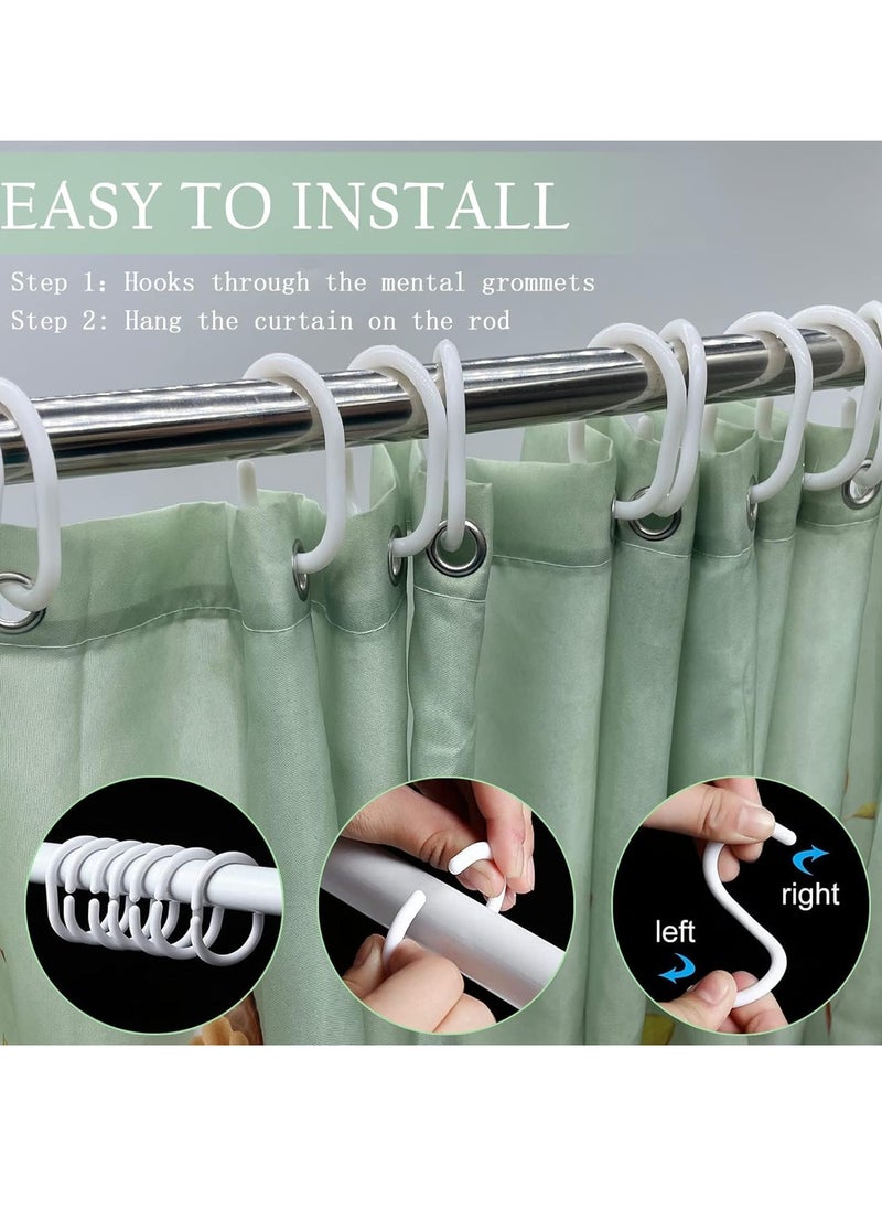 Shower Curtain Green Mould Proof Resistant Waterproof Bird Floral Bathroom Curtains with 12 hooks Quick-Drying Weighted 180x180cm (71x71Inch) Polyester Shower Curtains for Bathroom Wet Room Tub